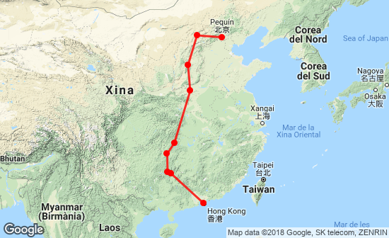 Mapa de ruta Hong Kong a Beijing